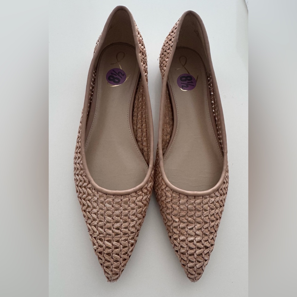 WANDA POINTED TOE FLAT Sam Edelman Woven Pointed-Toe Flats in Nude 8.5